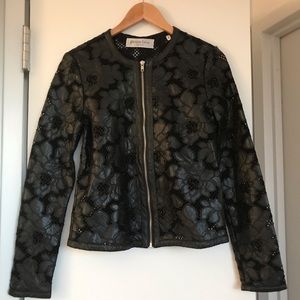 Embroidered Jacket-faux leather